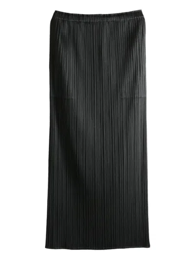 Issey Miyake Pleated Midi Skirt In Black