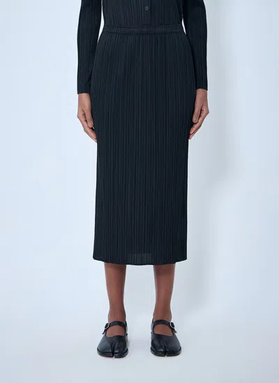 Issey Miyake Pleated Midi Skirt In Black