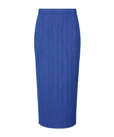 Issey Miyake Pleated Midi Skirt In Blue