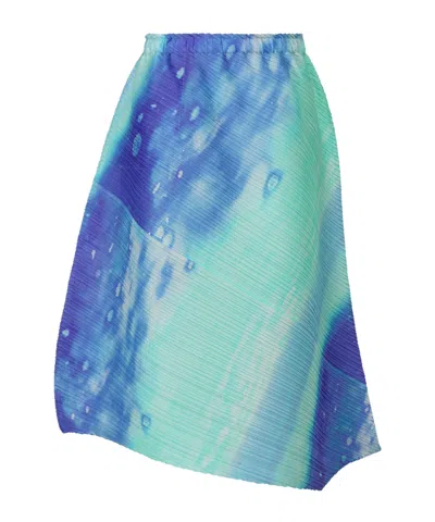 Issey Miyake Pleated Midi Skirt In Blue