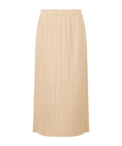 Issey Miyake Pleated Midi Skirt In Brown