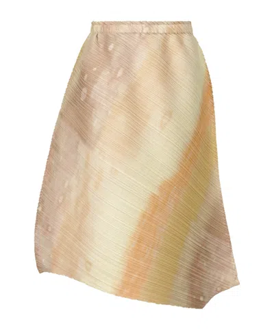 Issey Miyake Pleated Midi Skirt In Brown