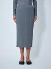 Issey Miyake Pleated Pocket Midi Skirt In Gray