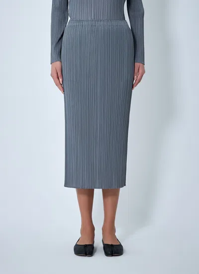 Issey Miyake Pleated Pocket Midi Skirt In Gray