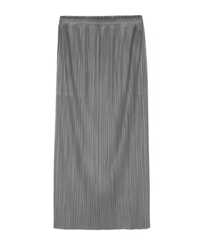 Issey Miyake Pleated Midi Skirt In Gray