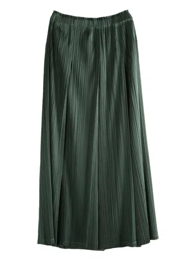 Issey Miyake Pleated Midi Skirt In Green