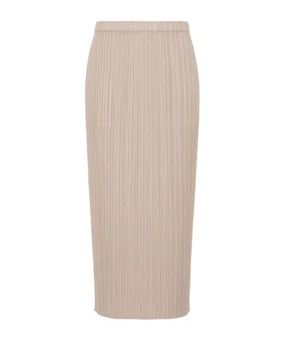 Issey Miyake Pleated Midi Skirt In Nude