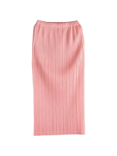 Issey Miyake Pleated Midi Skirt In Pink