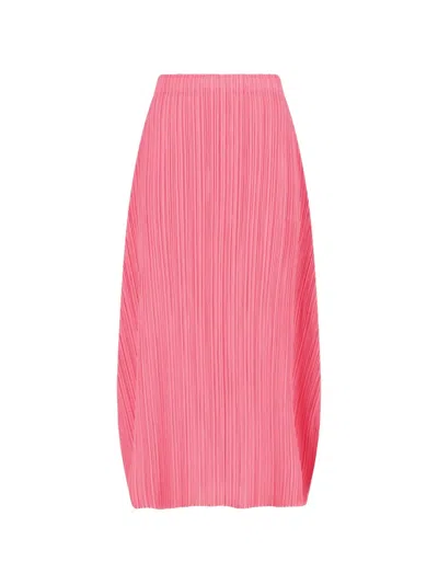 Issey Miyake Pleated Midi Skirt In Pink