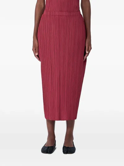 Issey Miyake Pleated Midi Skirt In Pink