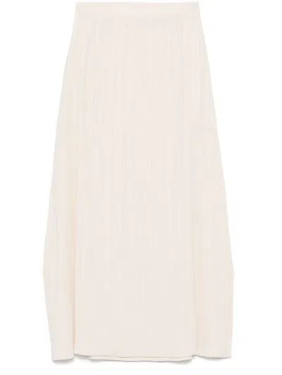 Issey Miyake Pleated Midi Skirt In White