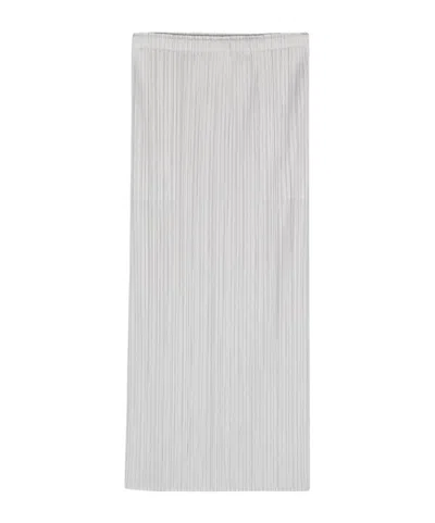 Issey Miyake Pleated Midi Skirt In White