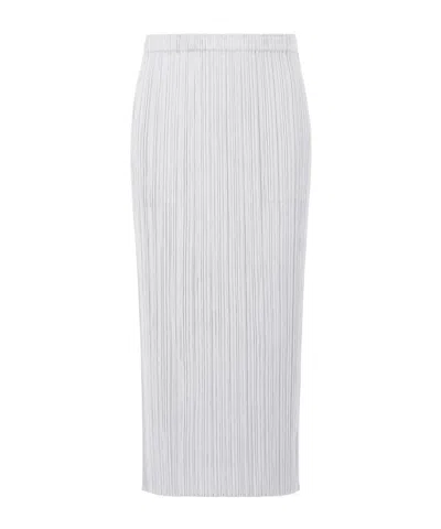 Issey Miyake Pleated Midi Skirt In White