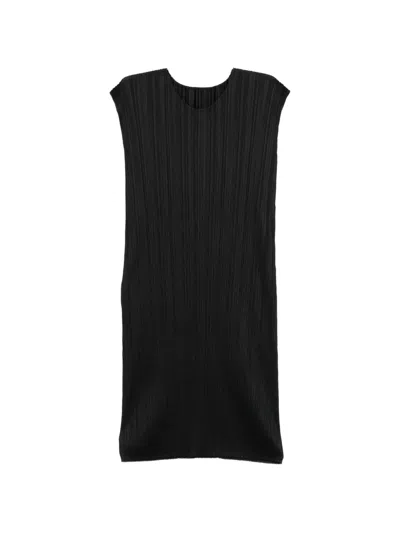 Issey Miyake Pleated Mini Dress In Black