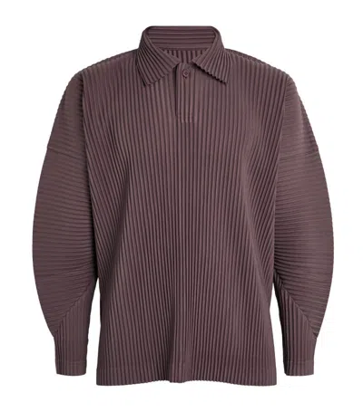 Issey Miyake Pleated Monthly Colours January Polo Shirt In Brown