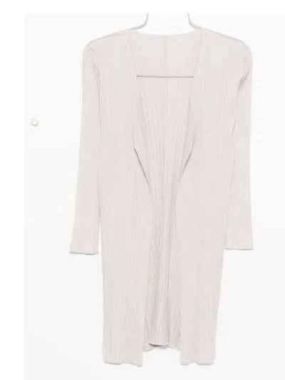 Issey Miyake Pleated Open-front Cardigan In White