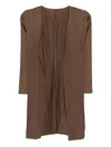 Issey Miyake Pleated Open-front Coat In Brown