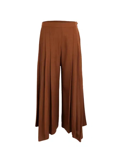 Pre-owned Issey Miyake Pleated Palazzo Pants In Brown