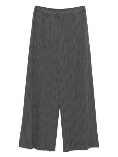 Issey Miyake Pleated Palazzo Pants In Gray