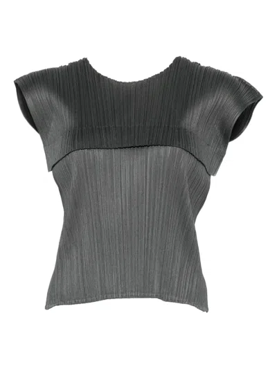 Issey Miyake Pleated-panel Top In Gray