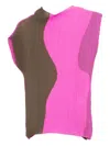 Issey Miyake Pleated Panel Top In Multi