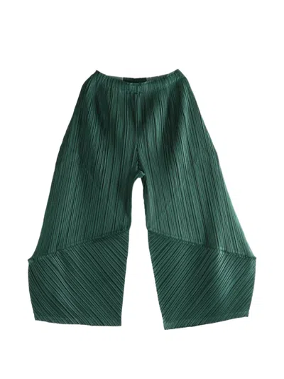 Issey Miyake Pleated Panelled Trousers In Green