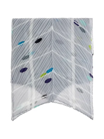 Issey Miyake Pleated Patterned Scarf In Gray