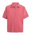 Issey Miyake Ns Dusky Red Pleated Spread-collar Short-sleeve Knitted Shirt
