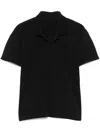 Issey Miyake Pleated Black Polo Shirt With Boxy Silhouette In Black
