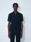 Issey Miyake Pleated Polo Shirt In Blue