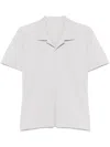 Issey Miyake Pleated Polo Shirt In Gray