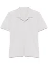 Issey Miyake Pleated Polo Shirt In Grey