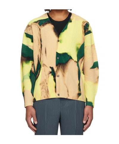 ISSEY MIYAKE PLEATED POLYESTER KNITTED CARDIGAN