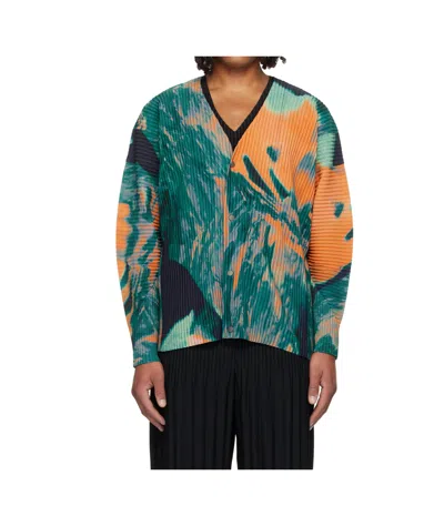 ISSEY MIYAKE PLEATED POLYESTER KNITTED CARDIGAN