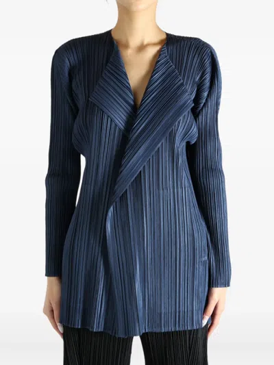 Issey Miyake Pleated Pp58ja282 Coat In Blue