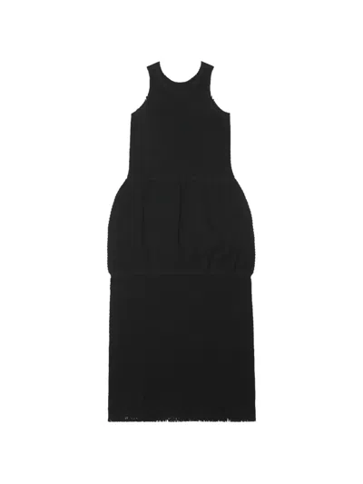 Issey Miyake Pleated Racer-back Midi Dress In Black