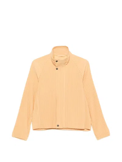 Issey Miyake Pleated Raglan-sleeve Jacket In Orange