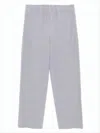 Issey Miyake Pleated Relaxed Fit Pants With Subtle Vertical Stripes In White