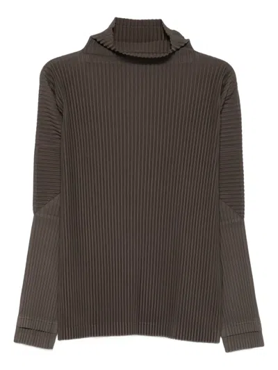 Issey Miyake Pleated Roll-neck Top In Green