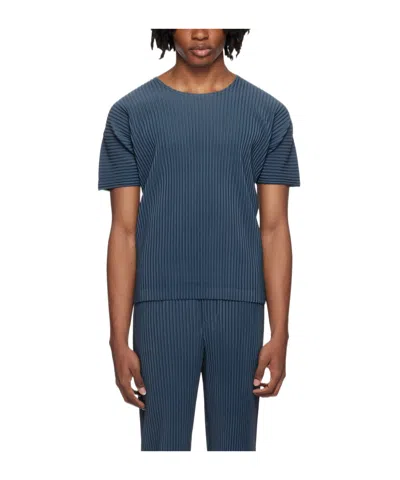 Issey Miyake Blue Colour Pleats T-shirt In 73-iron Blue