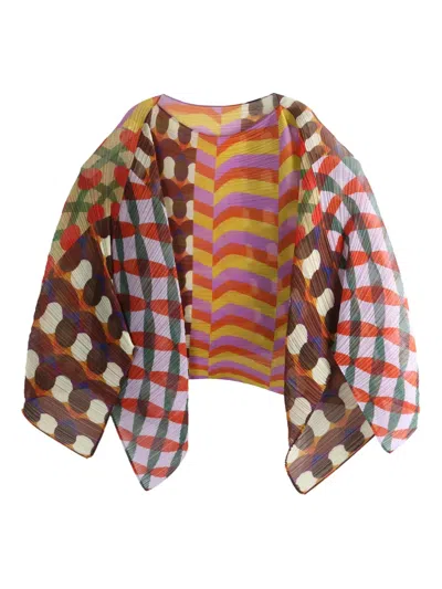 Issey Miyake Pleated Scarf Top In Multi