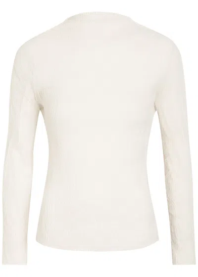Issey Miyake Pleated Semi-sheer Chiffon Top In Neutral