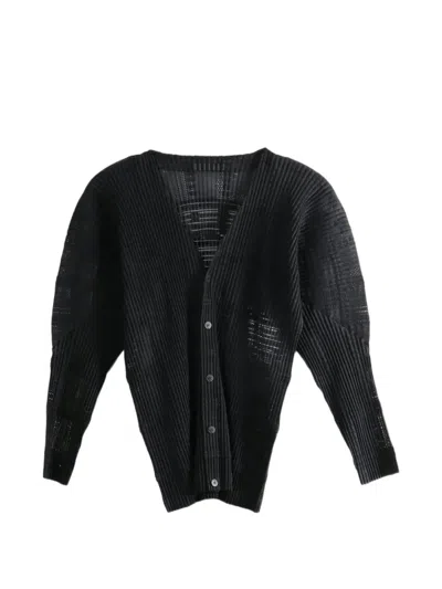 Issey Miyake Pleated Semi-sheer Shirt In Black