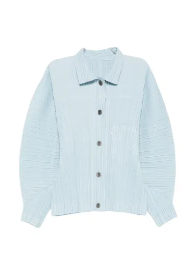 Issey Miyake Pleated Shirt In Blue