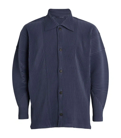 Issey Miyake Pleated Shirt In Blue
