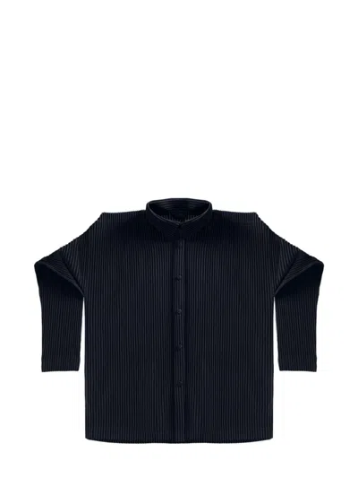 Issey Miyake Pleated Shirt In Blue