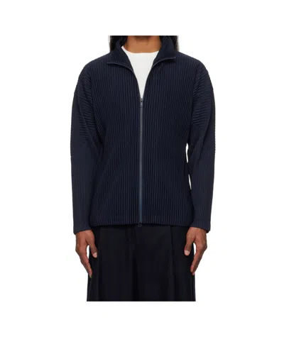 Issey Miyake Long Sleeve Casual Jacket In Blue