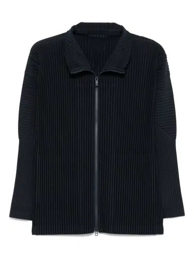 Issey Miyake Pleated Jacket In Blue