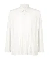 Issey Miyake Edge Pleated Classic-collar Shirt In White