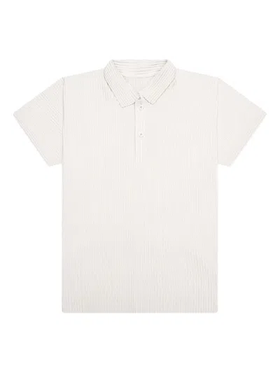 Issey Miyake Pleated Short-sleeve Polo Shirt In White
